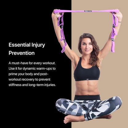 YOGA-EVO Elastic Stretching Strap with Loops for Physical Therapy - Stretch & Activate Muscles - Increase Mobility & Recovery - Soft Cotton & Spandex - Includes Carrying Pouch & Video Exercises