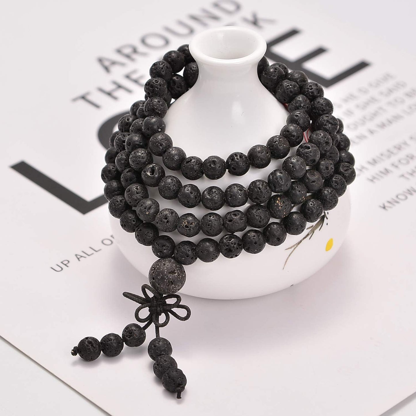 AD Beads 6mm Natural Healing Gemstones Buddhist 108 Prayer Mala Stretchy Bracelet Necklace