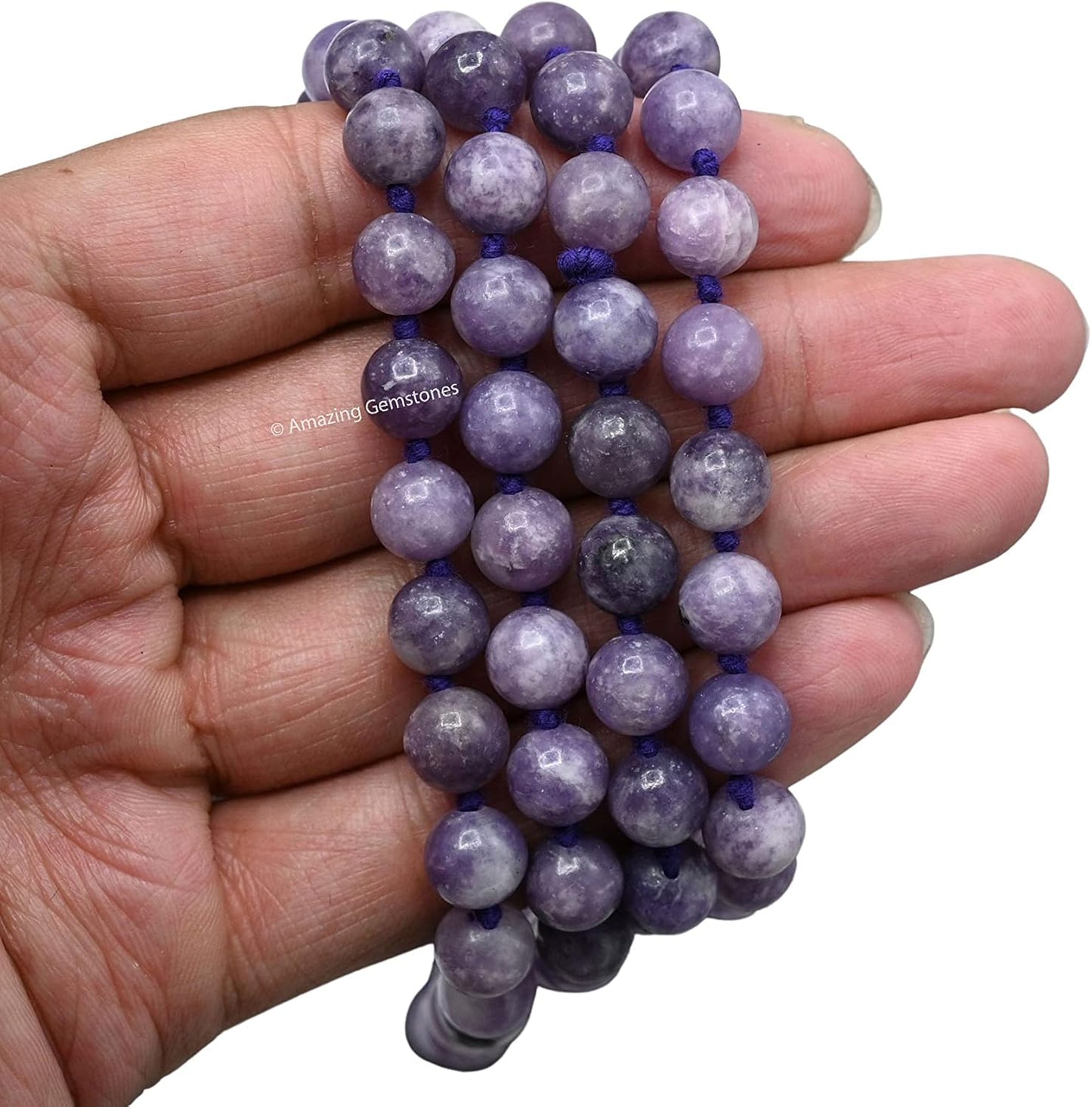 Amazing Gemstone 108 Beads Handmade Mala (Knotted, Rudraksha) - Colors B