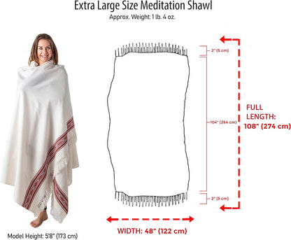 Exotic Meditation Shawl - Large Unisex Prayer Wrap, Oversize Scarf & Versatile Indian Stole Blanket