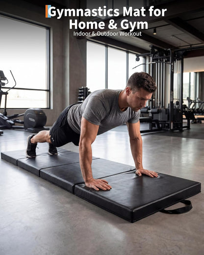 Gymnastics Mat, 6x2/3Ft 2-Inch Thick 4-Fold Exercise Floor Mat for Home Gym, Portable Yoga Mat for Pilates, Aerobics, Martial Arts & Training