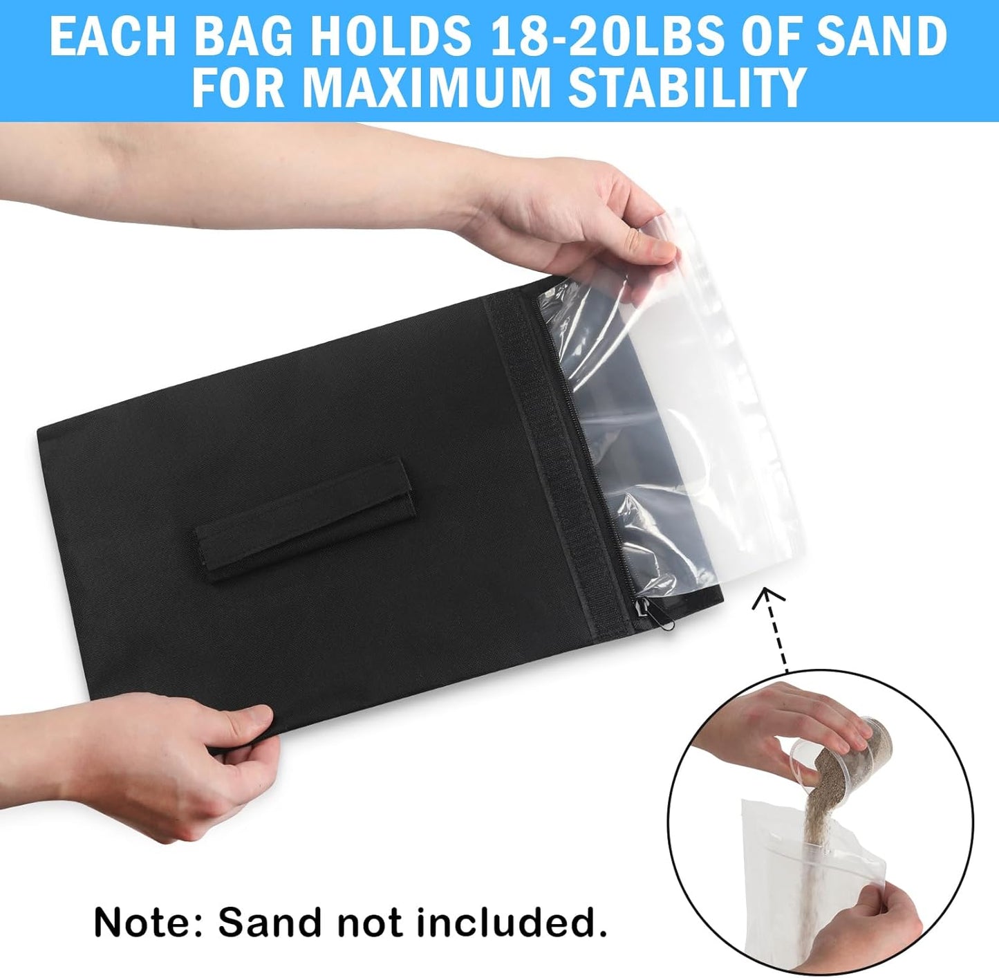 4PCS Sports Net Sandbags, All Sport Sandbags, Weighted Anchors for Baseball Nets, Soccer Goals, Golf Nets, Football Nets, Hockey Nets and More, Black
