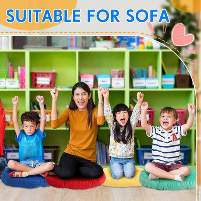 Jerify Floor Pillow Cushions Large Round Square Large Meditation Floor Pillow for Classroom Adult Meditation Picnic Party Seating Learning Daycare School(Square,Mixed Colors,4 Pcs)