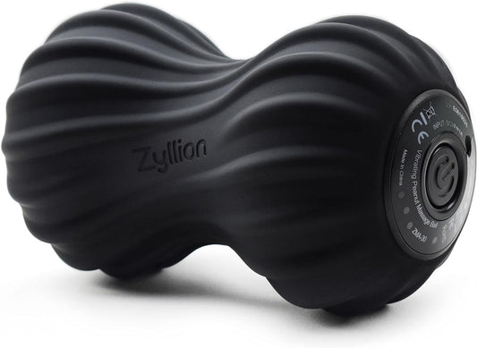 Zyllion Vibrating Peanut Massage Ball with 4 Modes - Cordless Rechargeable Electric Deep Tissue Massager Roller for Muscle Pain Relief, Orange, ZMA-30