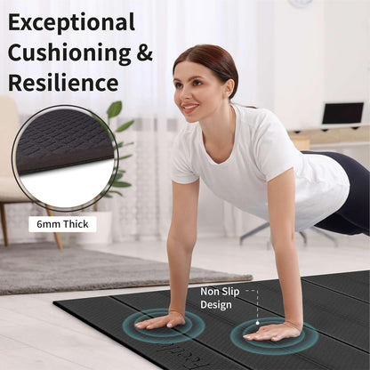 Foldable Wide & Large Yoga Mat – Cushioned, Compact & Easy to Store | 6mm & 8mm Thick | For Home, Gym, Travel, Yoga, Pilates & Floor Exercises