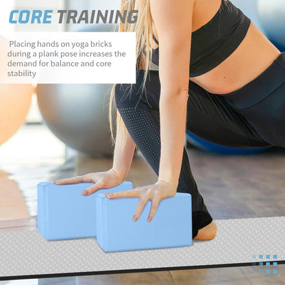 Yoga Blocks 2 Pack 3x6x9IN Foam Block Supportive Latex-Free with Stretch Band, Non-Slip Exercise Blocks for Pilates, Meditation, Balance, Stretching and Deep Poses