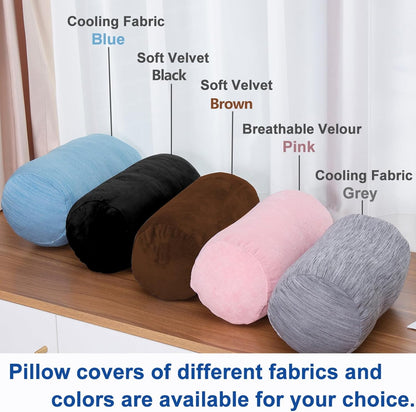 1 MIDDLE ONE Round Cylinder Bolster Pillow with Removable Velvet Cover, Tube Roll Cervical Pillow for Head, Neck, Back and Legs Support, 13" x 6", Grey