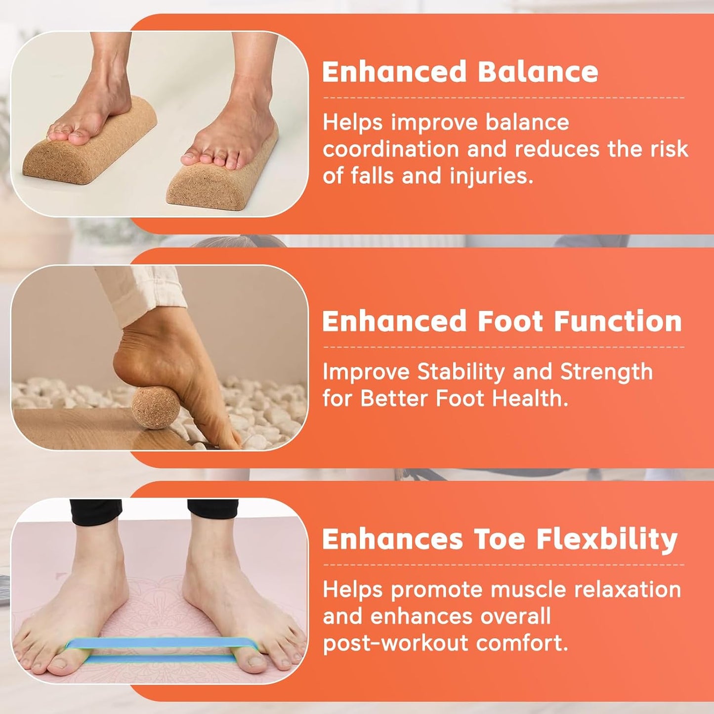 Cork Foot Strengthener & Balance Trainer Set – 4-in-1 Foot Mobility System with Roller, Massage Ball & Toe Bands | Improve Stability, Fix Over-Pronation, Enhance Balance & Restore Natural Foot Function