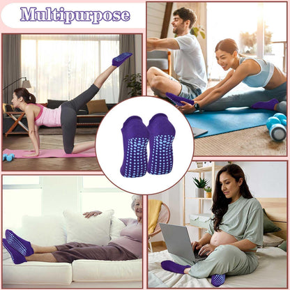 ELUTONG Pilates Non Slip Grip Socks for Women 1-4 Pairs Yoga Barre Ballet Workout Hospital Grippy Sock