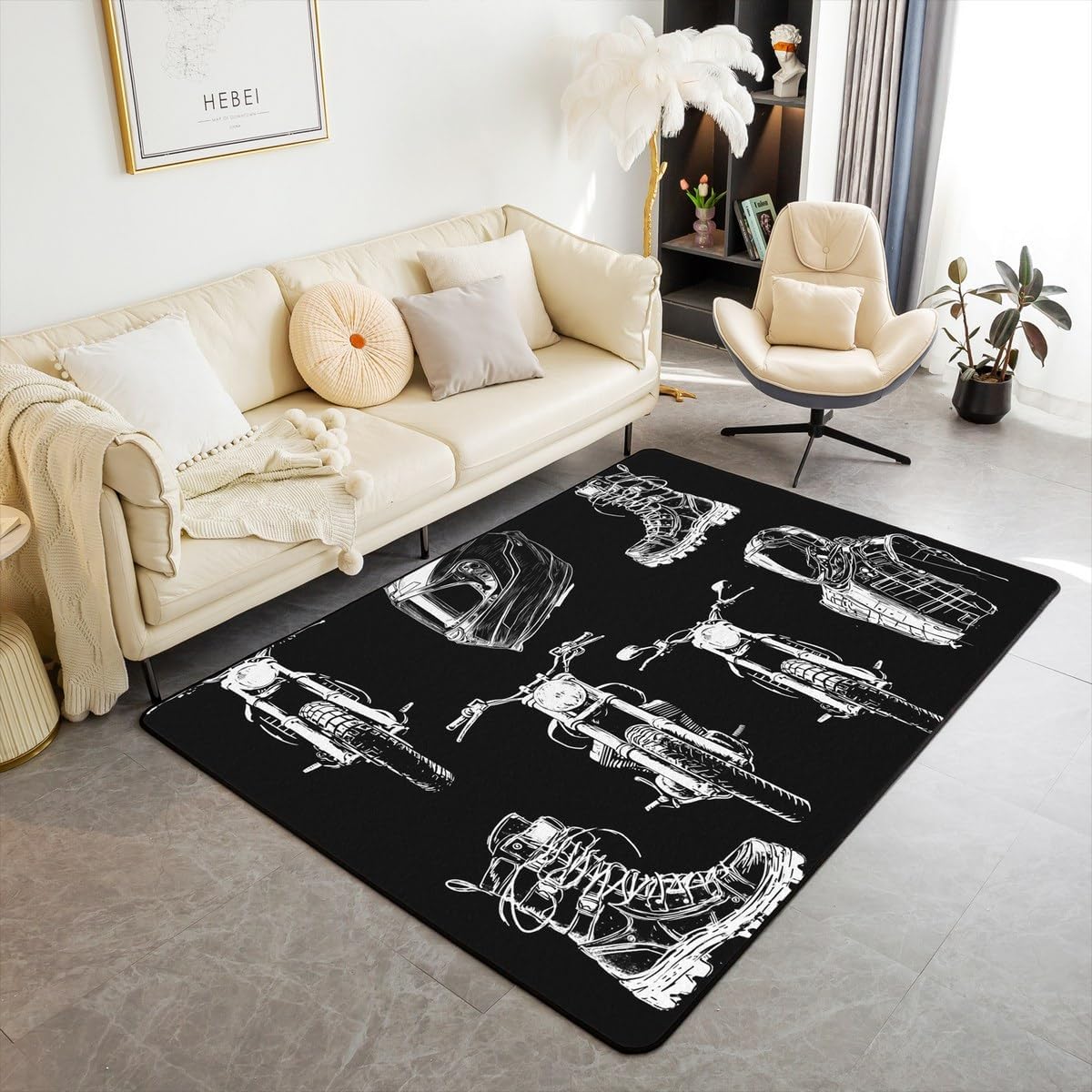 Feelyou Dirt Bike Area Rug 3x5 Kids Extreme Sports Green Honeycomb Living Room Rugs for Bedroom Boys Girls Teens Racing Motocross Rider Decorative Carpet Rug Non-Slip Motorcycle Indoor Floor Mat
