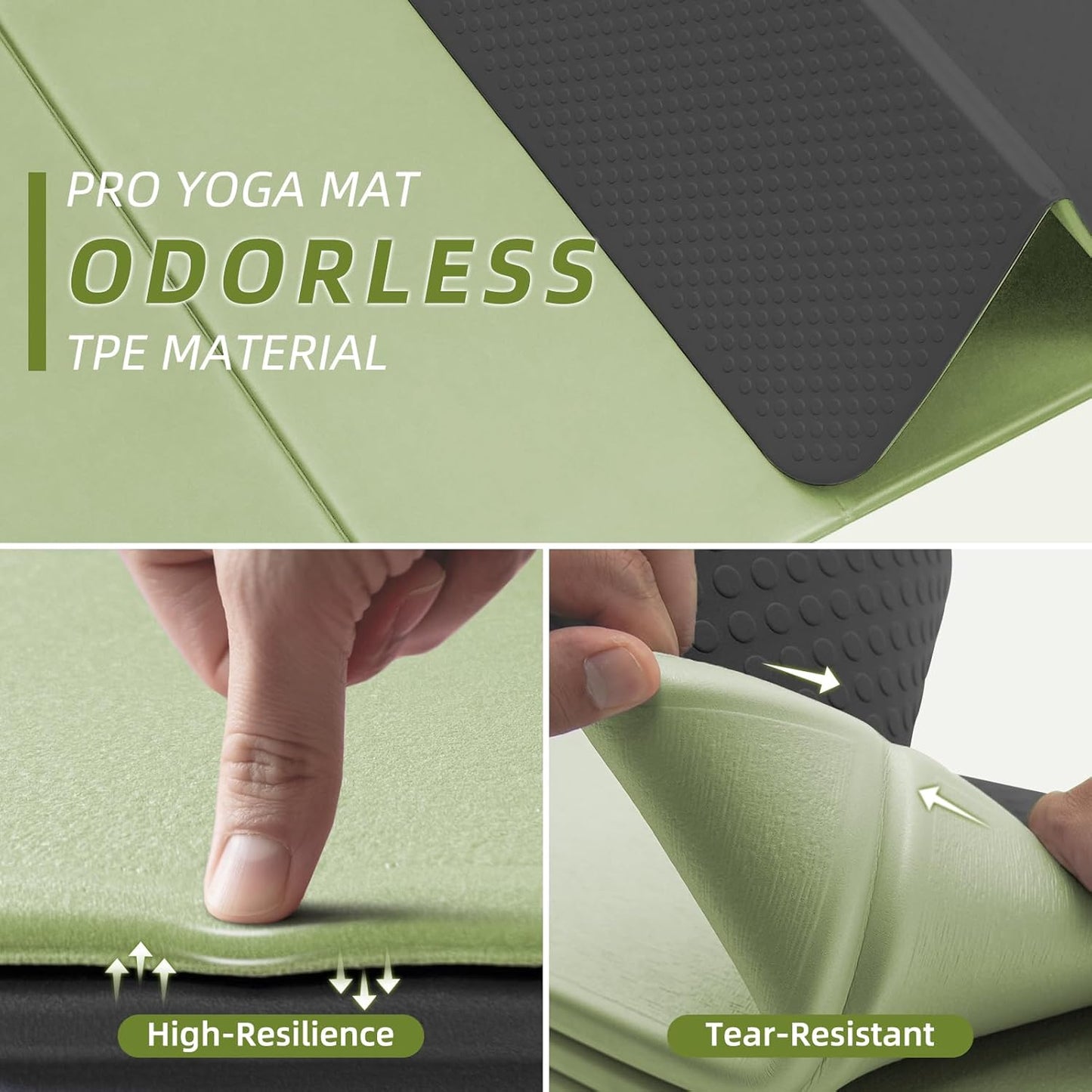 ILILI Foldable Yoga Mat, 10mm Thick, TPE Material, Extra Long 75"L x 26"W, Soft and Comfortable Folding Mat 0.4 Inches, Easy to Carry and Store, 190*66cm Portable Multi-Functional Use for Yoga, Home Exercise & Outdoor