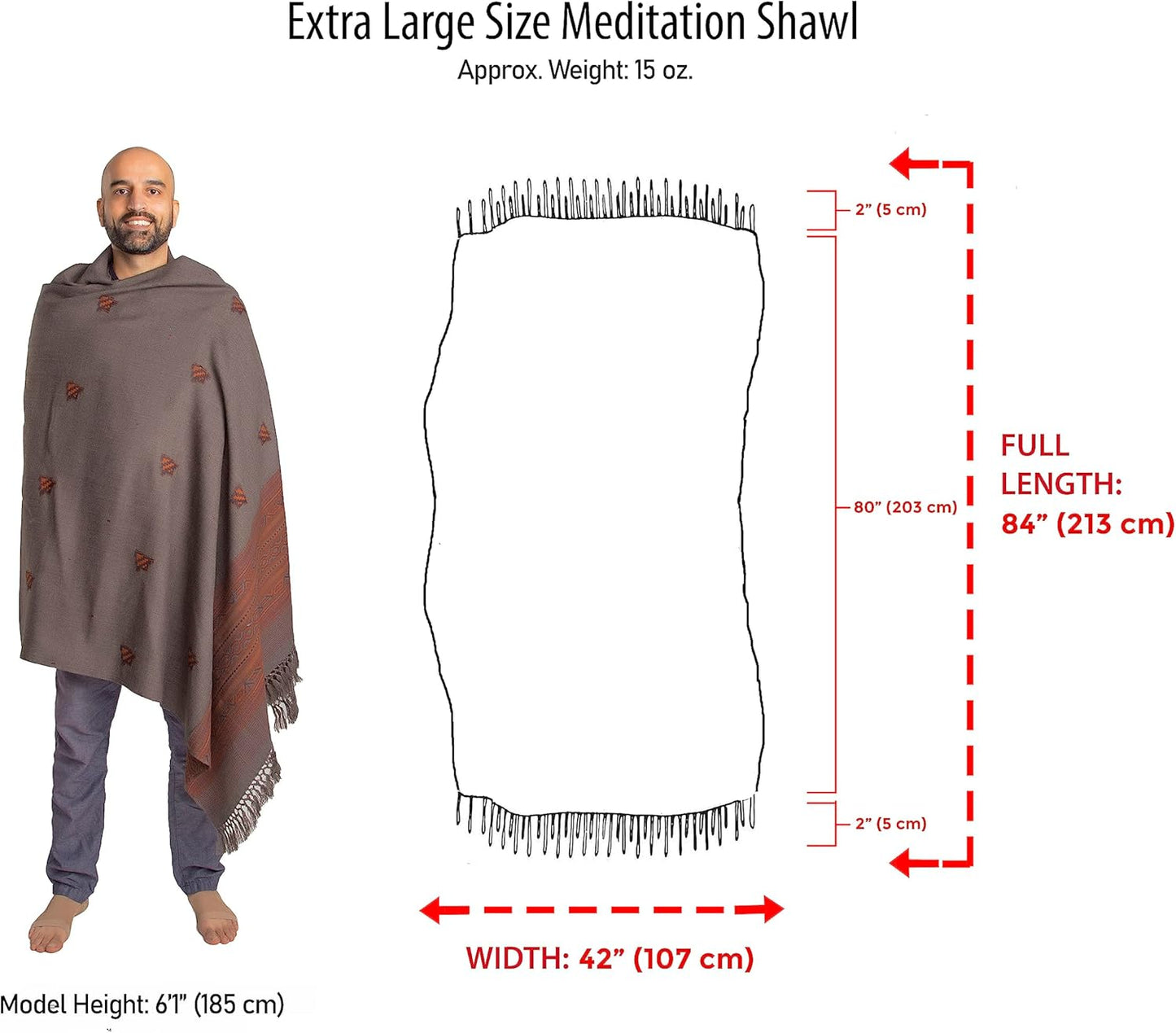 Exotic Vegan Meditation Shawl - Large Unisex Prayer Wrap, Oversize Scarf & Versatile Indian Style Blanket