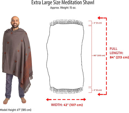 Exotic Vegan Meditation Shawl - Large Unisex Prayer Wrap, Oversize Scarf & Versatile Indian Style Blanket