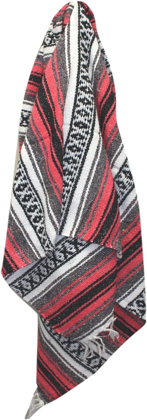 Del Mex Classic Mexican Blanket, Large Authentic Woven Falsa Throw (70"x50"), Artisan Southwest Décor for Beach, Yoga, Outdoors (Lavender)