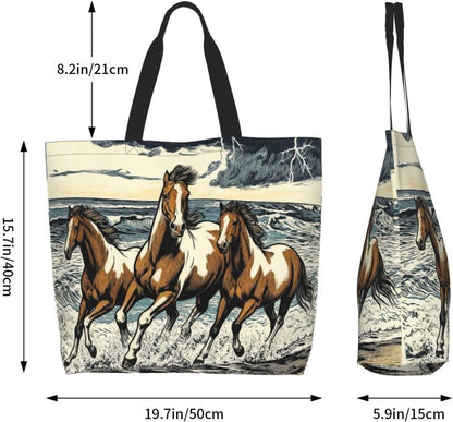 Tote Shoulder Bag Large Durable Reusable Eco-friendly Handbag Lightweight Stylish for Daily Use-19.7x15.7x5.9 Inch - Colors A