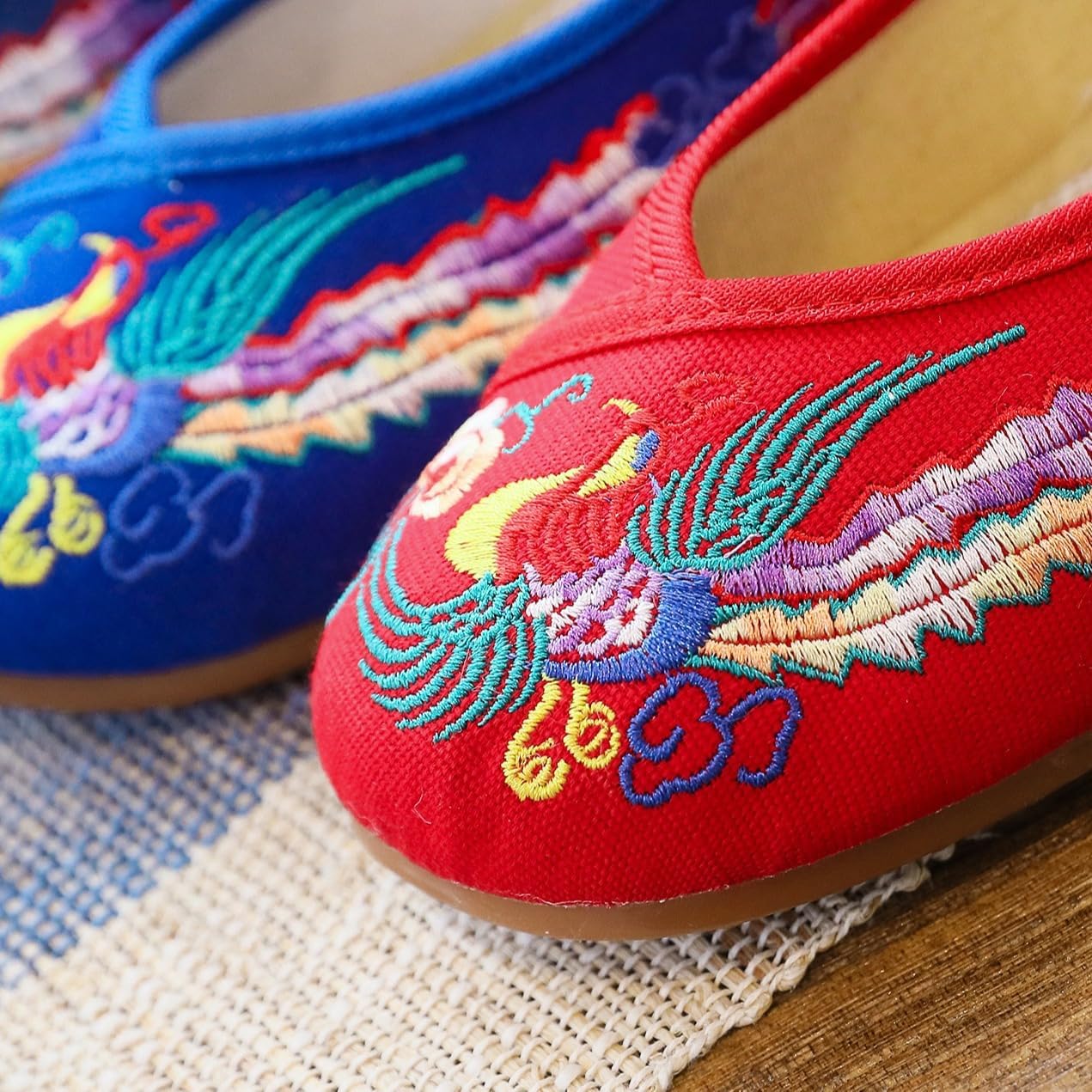 Chinese Embroidered Wedge Sandals Women's Multicolor Asian Traditional Mary Jane Ballet Yoga Shoes Rubber Sole Ethnic Style Loafers