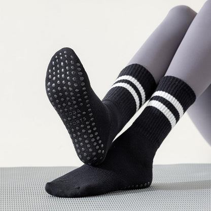 Tergy 8 Pairs Long Yoga Socks with Grip for Women Anti Skid Gripper Socks No Slip Socks for Pilates, Barre, Dance,Yoga