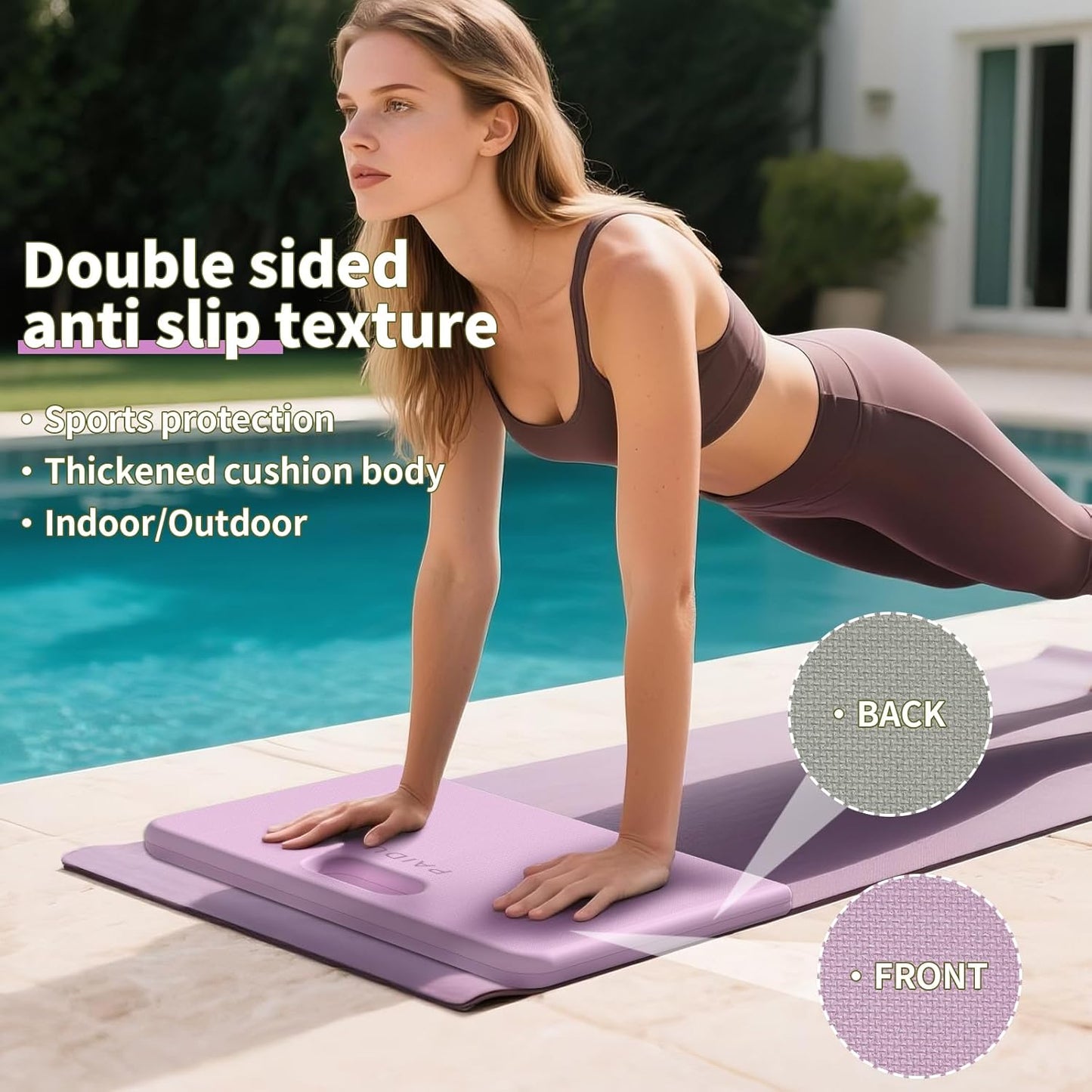 PAIDU Yoga Knee Pad - 1 Inch Thick with Extra Cushioning, Pain-Free for Knees, Elbows, Wrists and Back | Foldable and Multi-Functional, Suitable for Home Gym, Pilates, Plank, Abdominal Training Fitness Mat