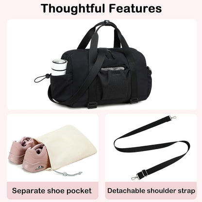 LEDAOU Small Gym Bag for Women, Mini Duffle Bag with Yoga Mat Holder Lightweight Carry On Sports Bag with Separate Shoe Pocket and Wet Pocket Duffel Bags Dance Yoga Workout Bag (Pink)