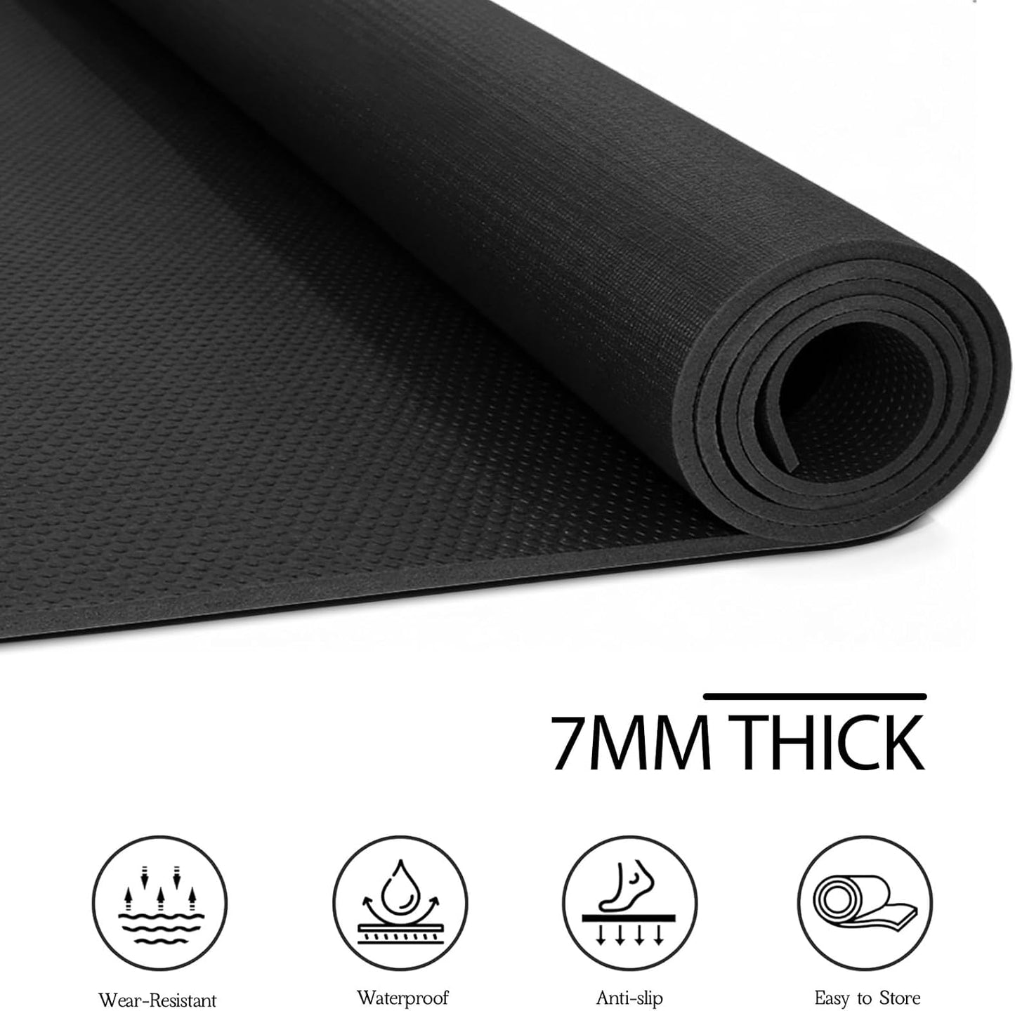 VTORY 7mm Large Workout Mat 7×5 ft – Extra Large Wide Yoga Mat & Pilates Mat Thick, Non-Slip Exercise Mat for Home Gym, Home Workout, HIIT, Strength, Stretching