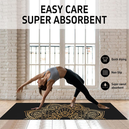 Hot Yoga Mat Towel with Corner Pockets Yoga Towels for Hot Yoga Non Slip with Travel Bag Sweat Absorbent Yoga Blankets Mat Cover for Workout Gym 70"x26" (Mountain-01, 70x26)