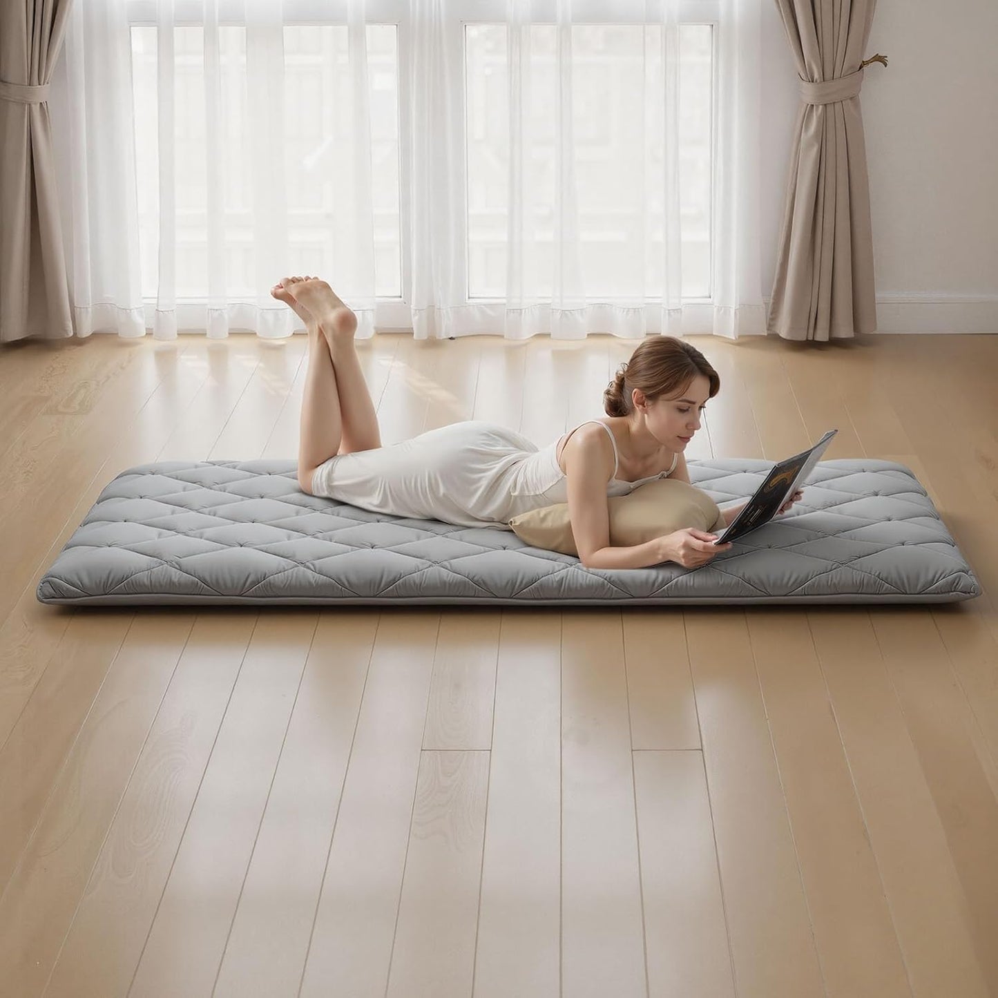 VEVOR Japanese Floor Mattress, Futon Mattress, 100% High Density Comfortable Foam, Foldable Tatami Mat with Storage Bag, Sleeping Pad for Camping Dormitory Yoga