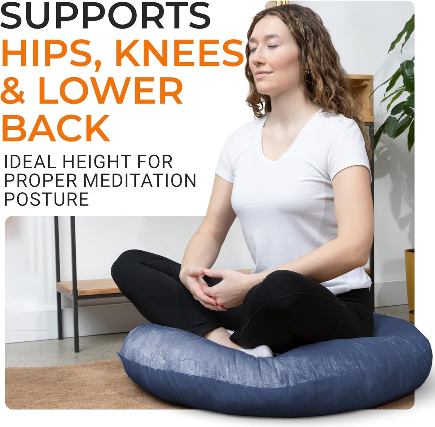 Cheer Collection Meditation Cushion - Ergonomic Floor Pillow, Yoga Pillow with Buckwheat Filling, Zafu Meditation Cushion, Comfort & Meditation Posture Support