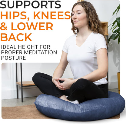 Cheer Collection Meditation Cushion - Ergonomic Floor Pillow, Yoga Pillow with Buckwheat Filling, Zafu Meditation Cushion, Comfort & Meditation Posture Support