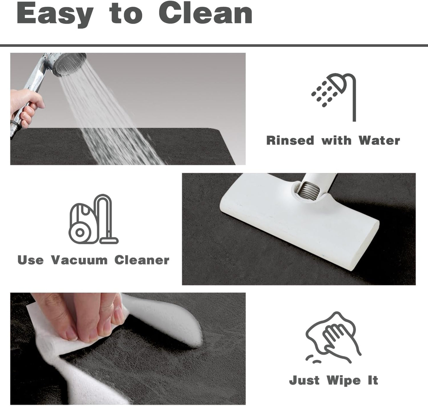 TYUU Bath Mat, Bathroom Rugs Non Slip Washable Thin Absorbent Quick Dry Bath Mat Fits Under Door Bathroom Floor Mat Perfect for Bath, Shower, or Sink 24"x36" Dark Grey