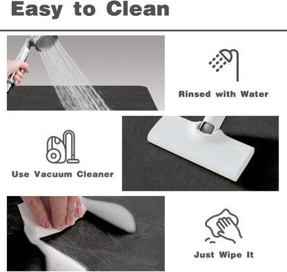 TYUU Bath Mat, Bathroom Rugs Non Slip Washable Thin Absorbent Quick Dry Bath Mat Fits Under Door Bathroom Floor Mat Perfect for Bath, Shower, or Sink 24"x36" Dark Grey