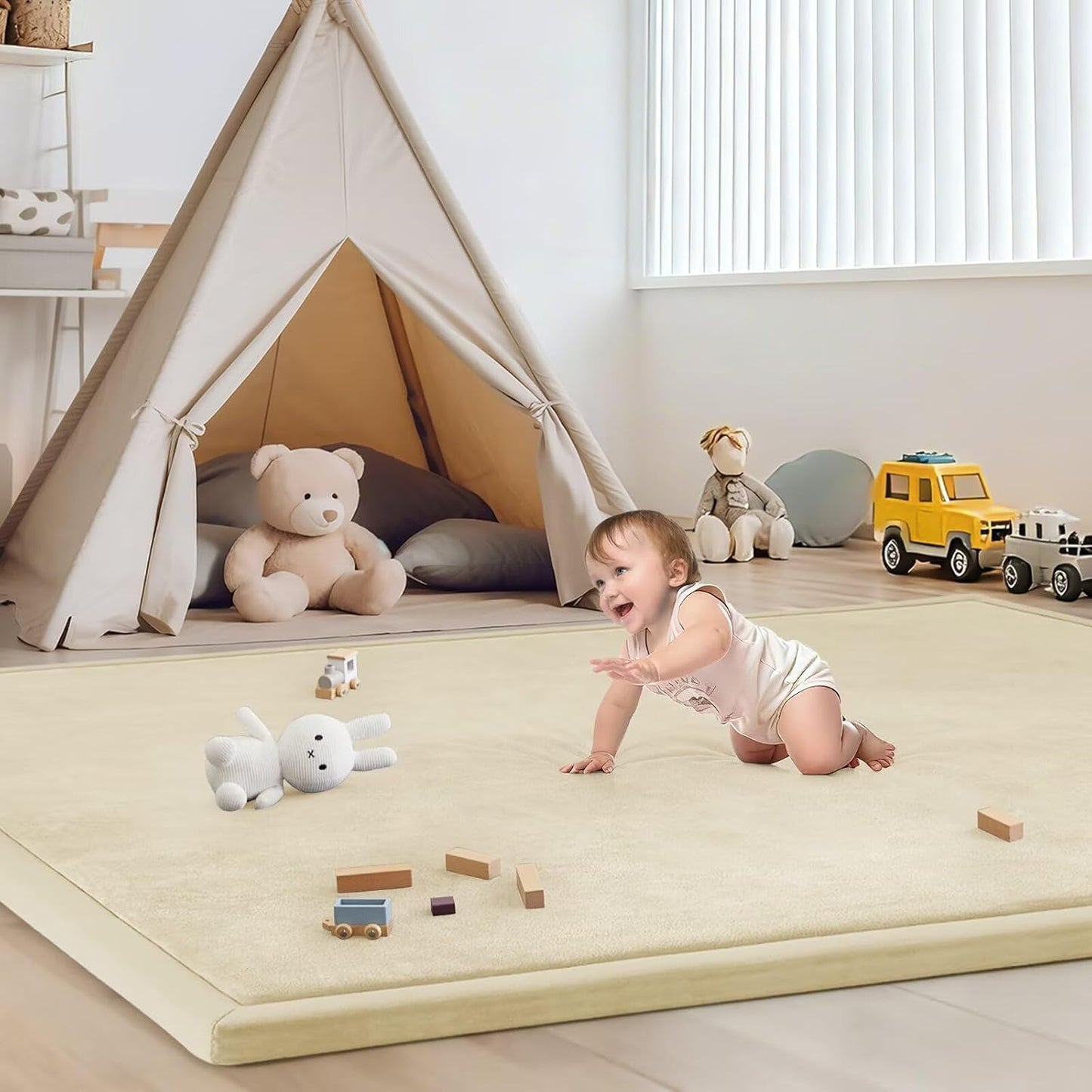 Baby Play Mat for Floor Nursery Rug Muscle Mat Area Rug Playroom Rug 79"x110" Playpen Mat Memory Foam 1.3" Thick Crawling Mat For Babies,Toddlers, Infants, Kids,Grey