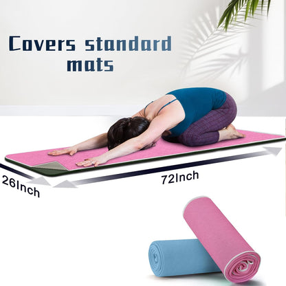Hot Yoga Towel Non-Slip, 2 Pack Thick & Soft Yoga Mat Towel, Sweat Absorbent, with Grip Dot, 72" x 27", Yoga Towel for Hot Yoga, Pilates, Fitness and Gym Workouts, Light Pink