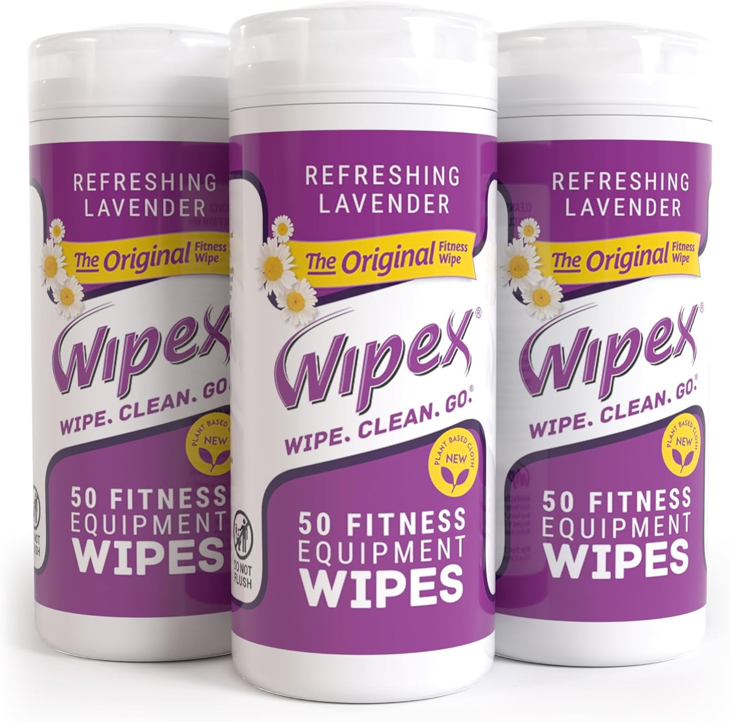 Wipex Original Fitness Equipment Wipes -EWG Verified - 50 Count Plant-Based No-Lint Cloth Gym Wipes for Workout Equipment, Yoga Mat Cleaner, Peloton Cleaner with Lavender Essential Oil & Vinegar,