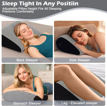 TheClover Portable Inflatable Wedge Pillow Cushion - 2 Pack Body Positioners Foldable Wedge Pillow for Sleeping,Back,Travel,Bed,Leg Elevation with Fast Inflation Deflation(Grey)