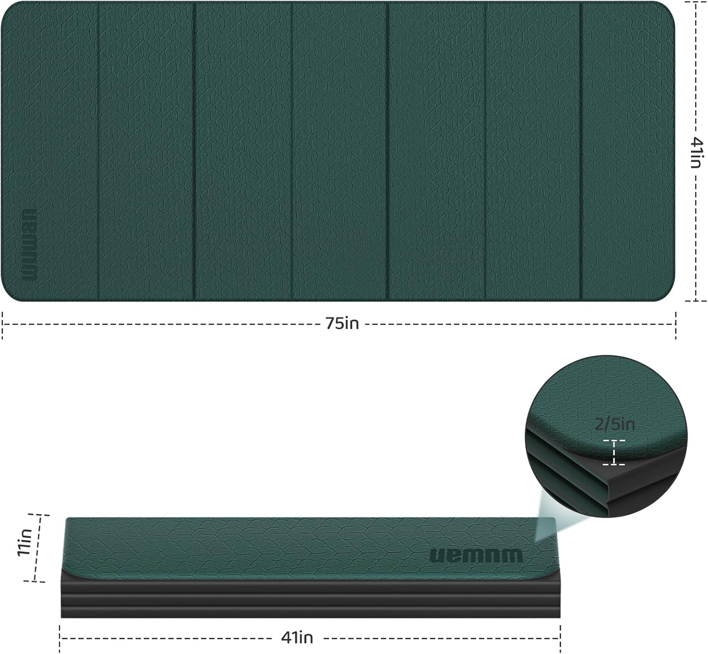 Foldable Yoga Mat Thick 10mm-WUWAN Extra Large Exercise Mat, TPE Material, Non-Slip Fitness Folding Mat Easy to Carry, Suitable for Home Workout Travel Pilates (75" x40",2/5") (Blue)