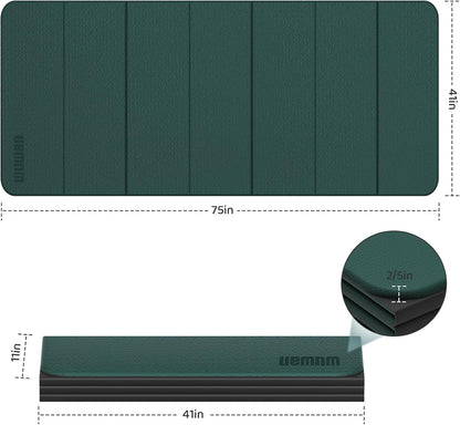 Foldable Yoga Mat Thick 10mm-WUWAN Extra Large Exercise Mat, TPE Material, Non-Slip Fitness Folding Mat Easy to Carry, Suitable for Home Workout Travel Pilates (75" x40",2/5") (Blue)