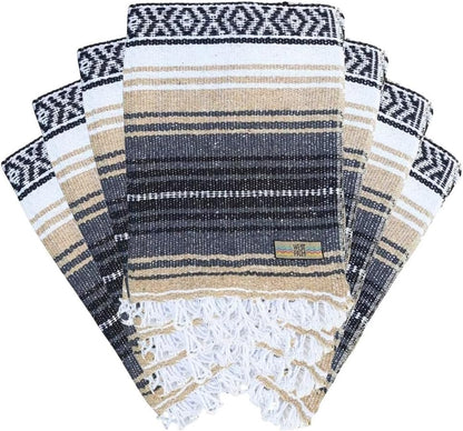 Open Road Goods Bulk Falsa Blankets - Handwoven Authentic Mexican Falsa - Great for Weddings, Yoga, Beach, Picnics, or Mexican Throw! (Tan, 7 Pack)