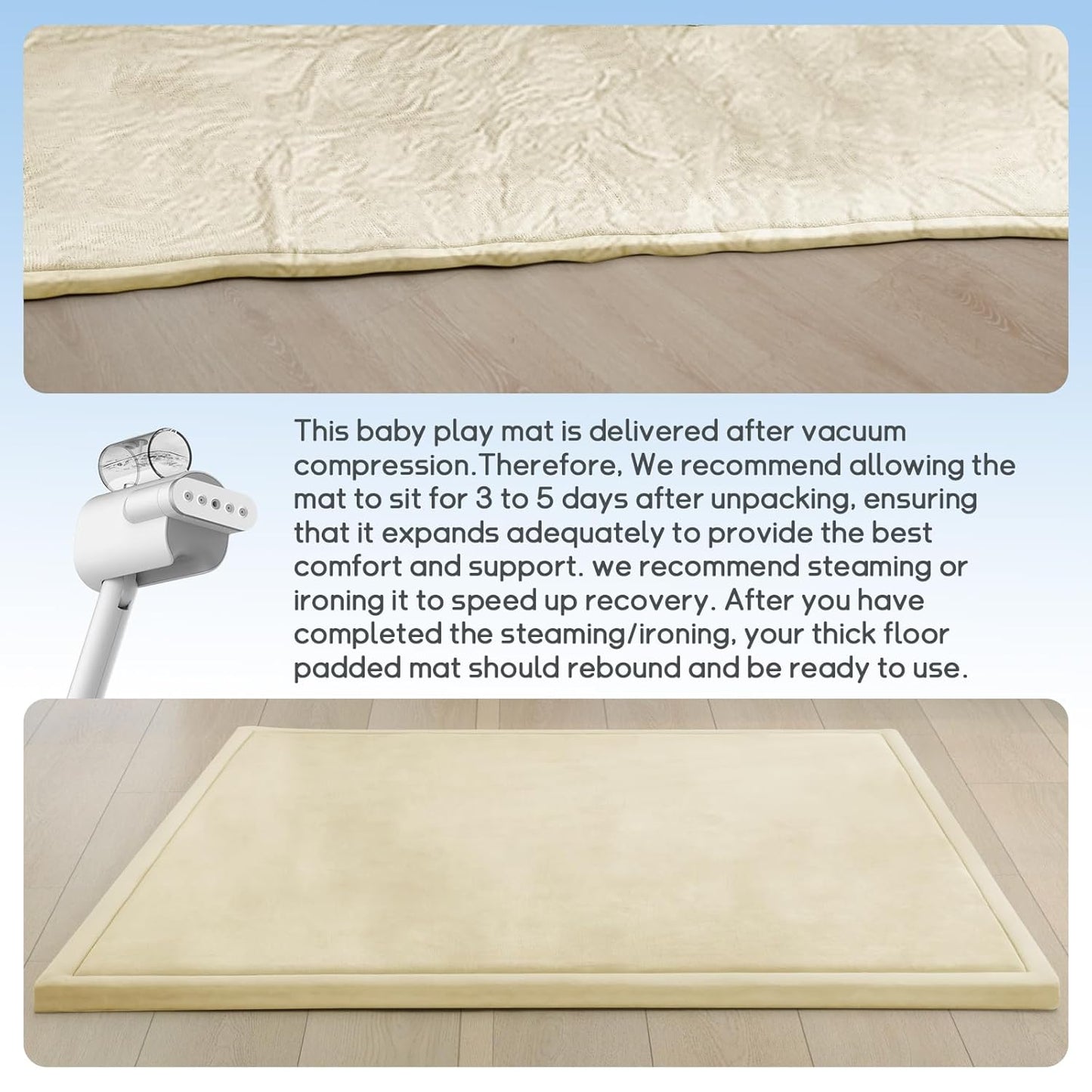 Baby Play Mat for Floor Nursery Rug Muscle Mat Area Rug Playroom Rug 79"x110" Playpen Mat Memory Foam 1.3" Thick Crawling Mat For Babies,Toddlers, Infants, Kids,Grey