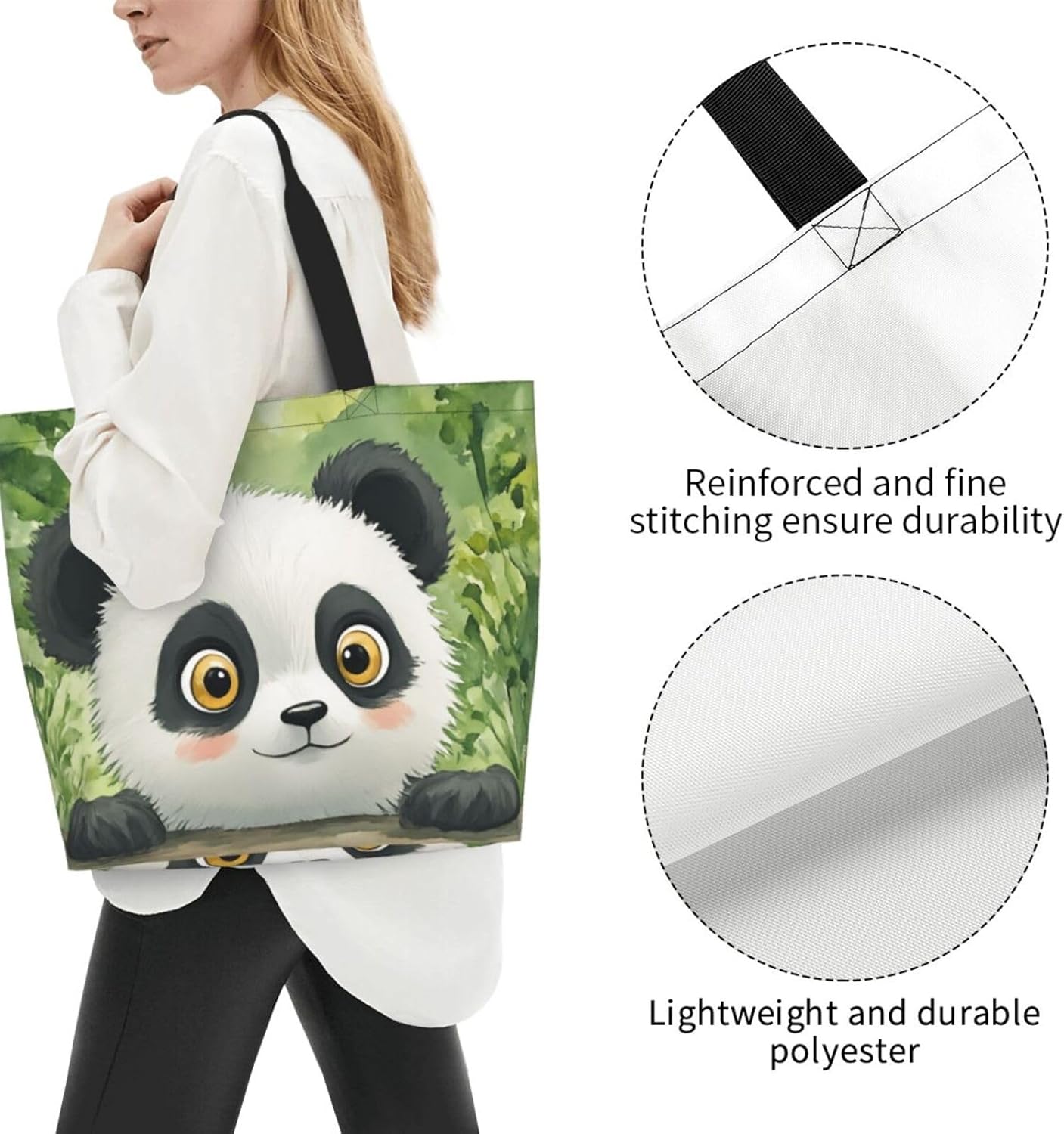 Tote Shoulder Bag Large Durable Reusable Eco-friendly Handbag Lightweight Stylish for Daily Use-19.7x15.7x5.9 Inch - Colors A