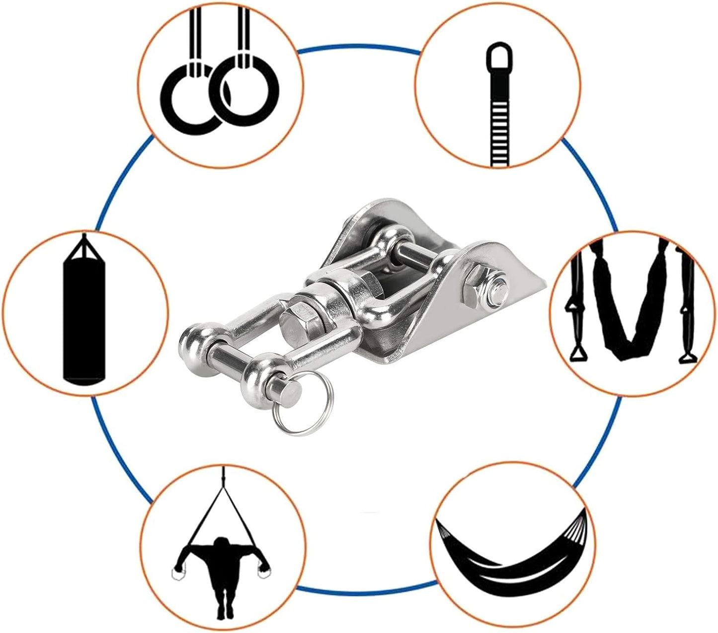 Rotatable Swing Hanger Hook, 304 Stainless Steel Fixed Plate Buckle for Yoga Hammock Chair Sandbag, 360° Swivel Heavy - Duty Hanging Hardware with 450kg Load Capacity