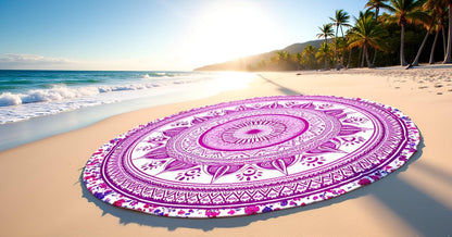 Mandala Round Beach Tapestry Boho Hippie Blanket Bohemian Large Table Cloth Home Decor Yoga Mat Meditation Picnic Rug Throw Hippy Gypsy Tablecloth Roundie (42 Inches, Orange And Blue)