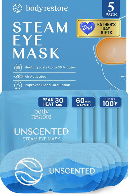 Body Restore Heated Eye Mask for Dry Eyes 30 Pack – Fathers Day Gift for Dad, Birthday Gifts for Women and Men, Self Heating Warm Compress, Relaxation – Variety