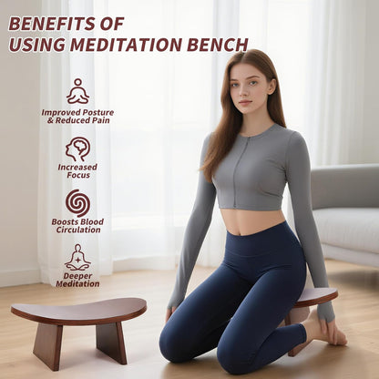 Meditation Bench - Ergonomic Kneeling Stool for Yoga & Prayer, Portable Floor Seating for Home, Office, Travel | Zen & Mindfulness