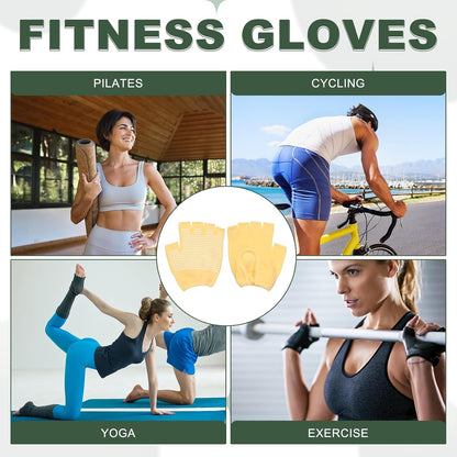 Yoga Gloves, Non Slip Fingerless Pilates Gloves Breathable Exercise Workout Mittens