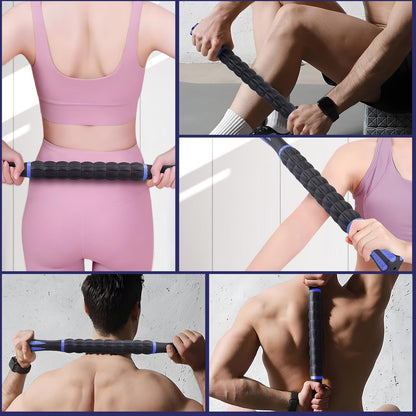 Massage Roller Stick,Muscle Roller Stick for Athletes, Liposuction Massage Roller for Lymphatic Drainage, for Relief Muscle Soreness, Trigger Points, Help Runner Legs, Back Recovery (Red & Black)