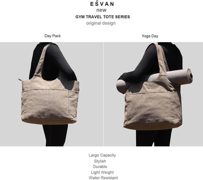 ESVAN Yoga Tote Bag Mat bag Women Shoulder Bags Carryall Tote for Travel Office Workout Gym Nurse Beach