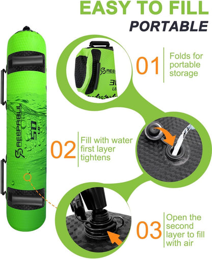 Aqua Bags for Workout 5-45lbs - Ultimate Core Water Weights Aqua Bag - Portable Stability Fitness -Stability, Core and Balance Training - Portable Fitness Equipment - Includes Three Bags