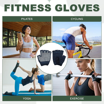 Yoga Gloves, Non Slip Fingerless Pilates Gloves Breathable Exercise Workout Mittens