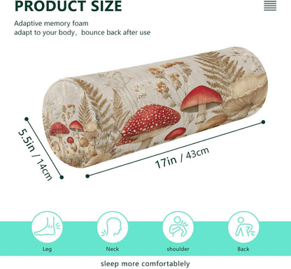 c Neck Roll Pillow Bolster Round Health Memory Foam Long Cervical Cylinder Pillows with Removable Washable Cover for Body Bed Legs Back Yoga - Colors A