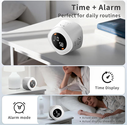 VEWINGL Cube Productivity Timer, 5/10/30/60 Min Presets + Custom Countdown, Silent/Vibrate/Sound Alarm, Pause & Resume, Desk Timer for Work, Study, Tasks, Kitchen